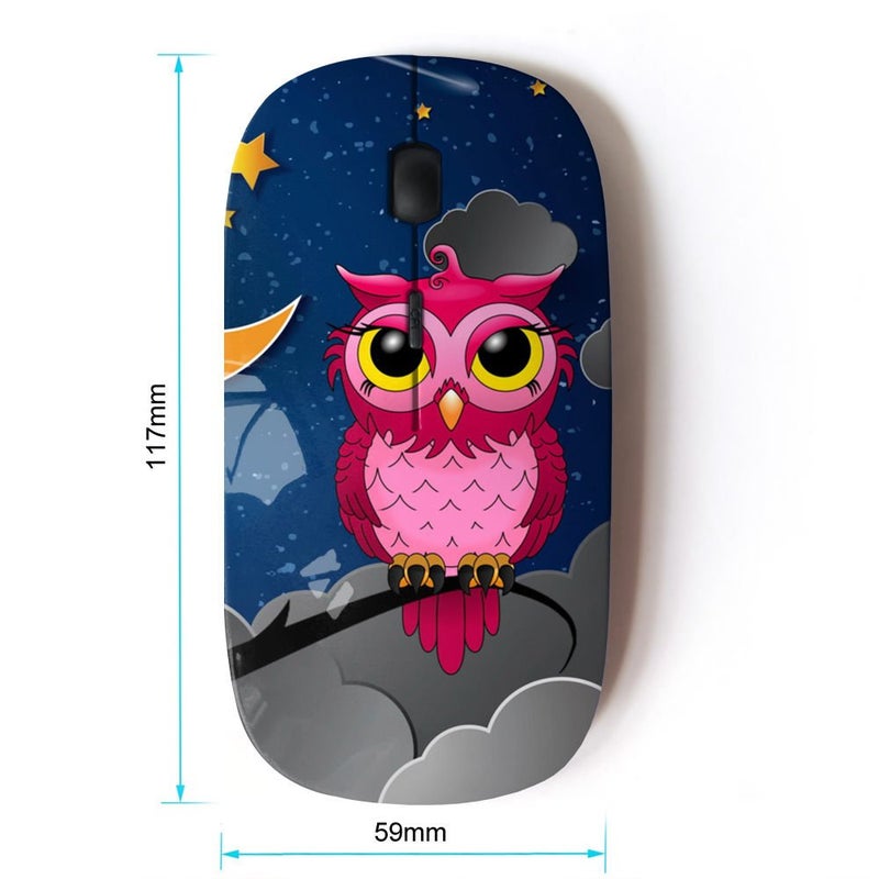 KOOLmouse [ Optical 2.4G Wireless Mouse [ Owl Pink Big Eyes Stars Night Sky Drawing Art ] - Image 2